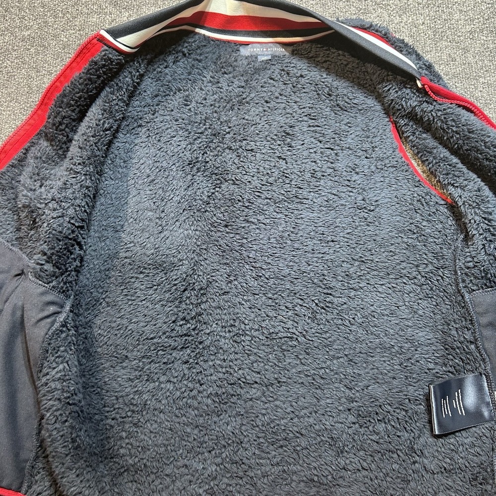 Tommy Hilfiger Sherpa Fleece Vest Women's Small Navy Red Full Zip Logo Pockets - Picture 14 of 14